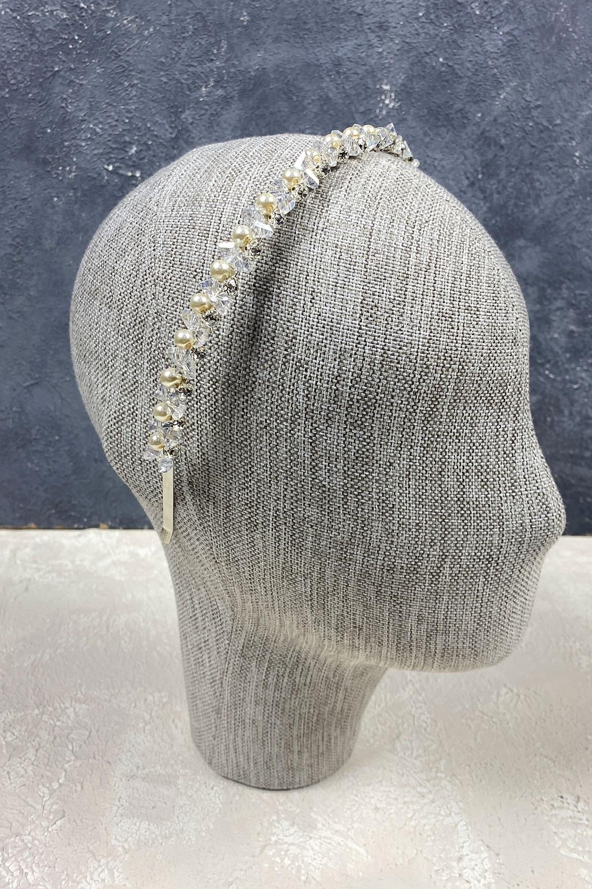 Wholesale Pearl Beads and Cut Crystal Hair Accessory Bridal Crown