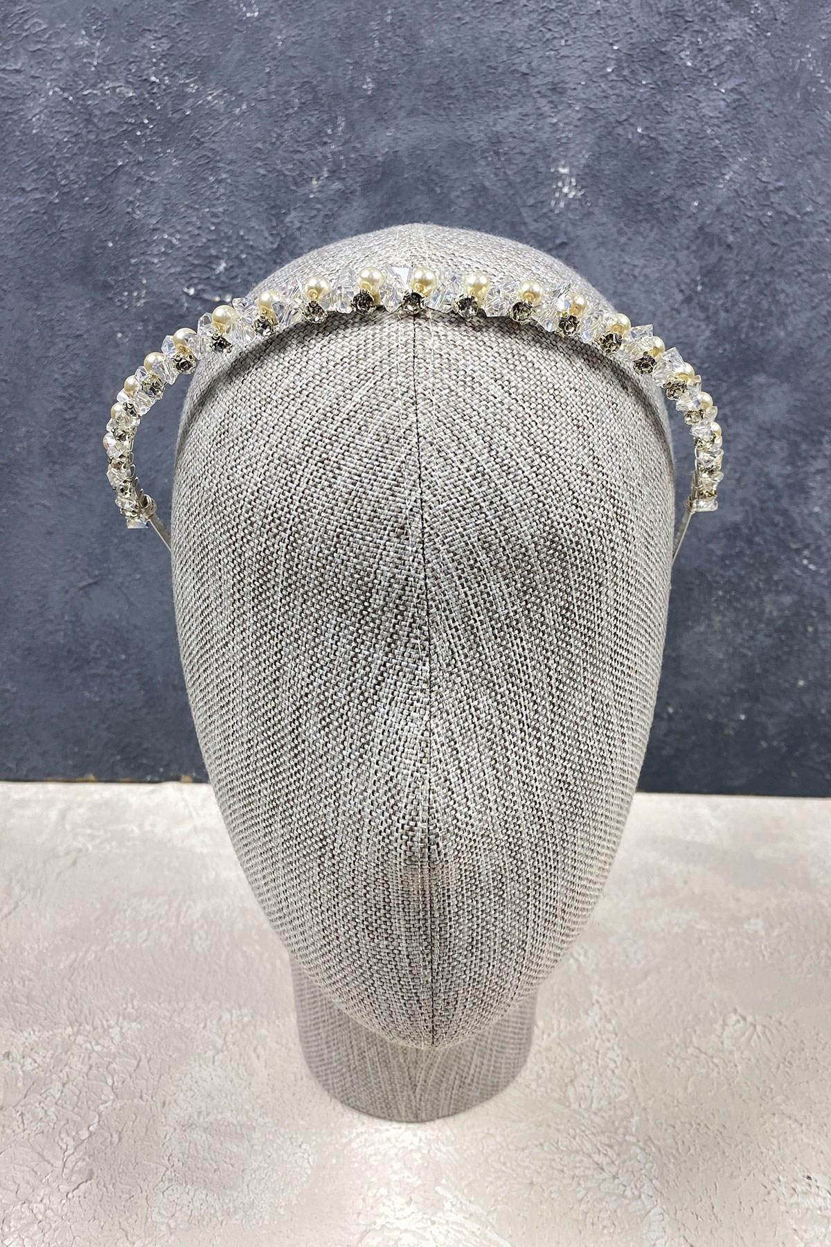 Wholesale Pearl Beads and Cut Crystal Hair Accessory Bridal Crown