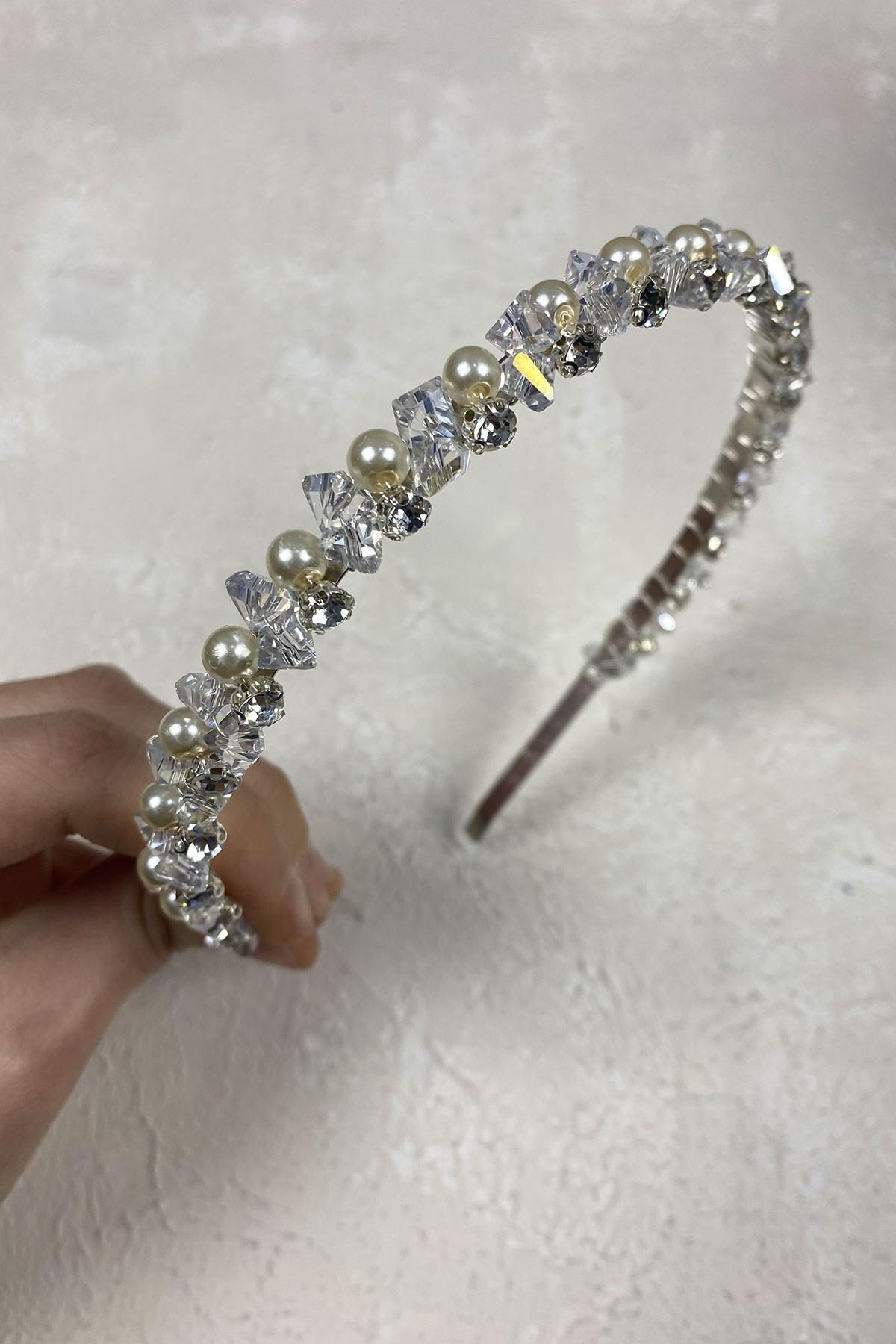 Wholesale Pearl Beads and Cut Crystal Hair Accessory Bridal Crown