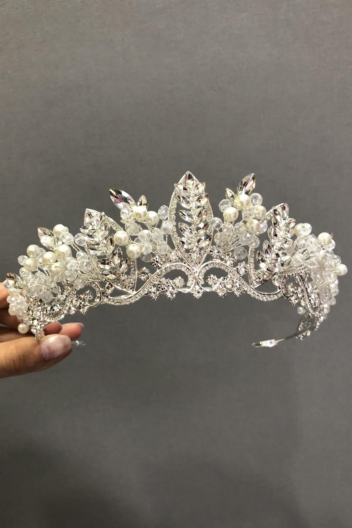 Wholesale Pearl and Crystal Stone Bridal Crown