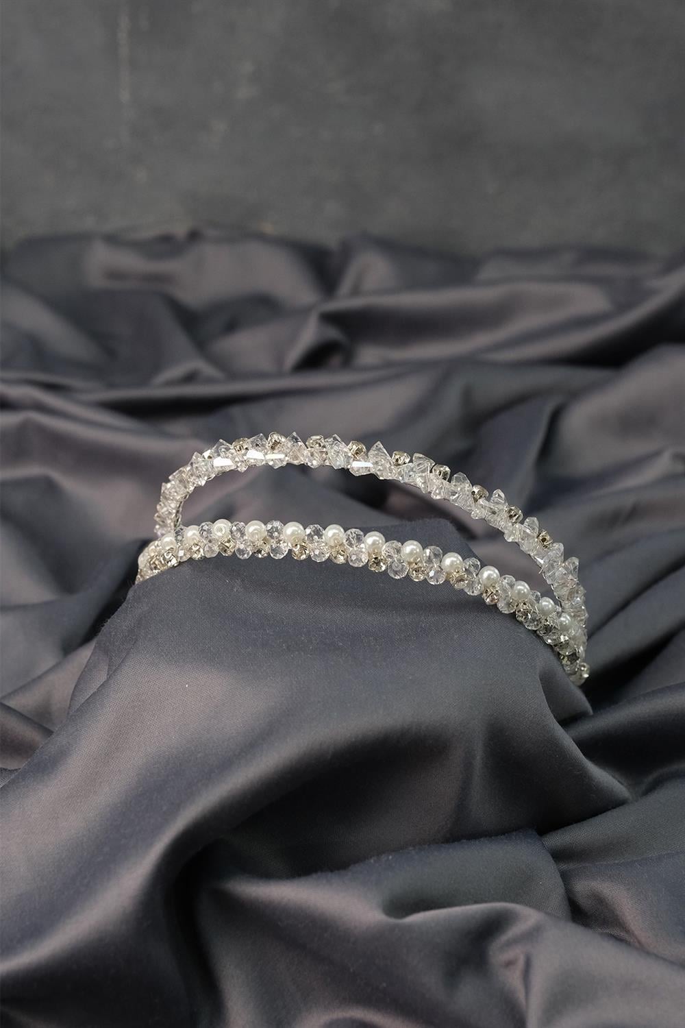 Wholesale Special Design Double Row Bridal Crown with Pearls