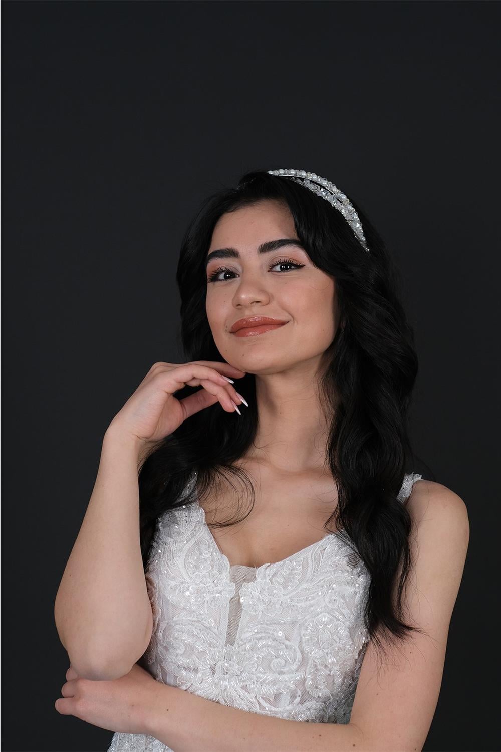 Wholesale Special Design Double Row Bridal Crown with Pearls