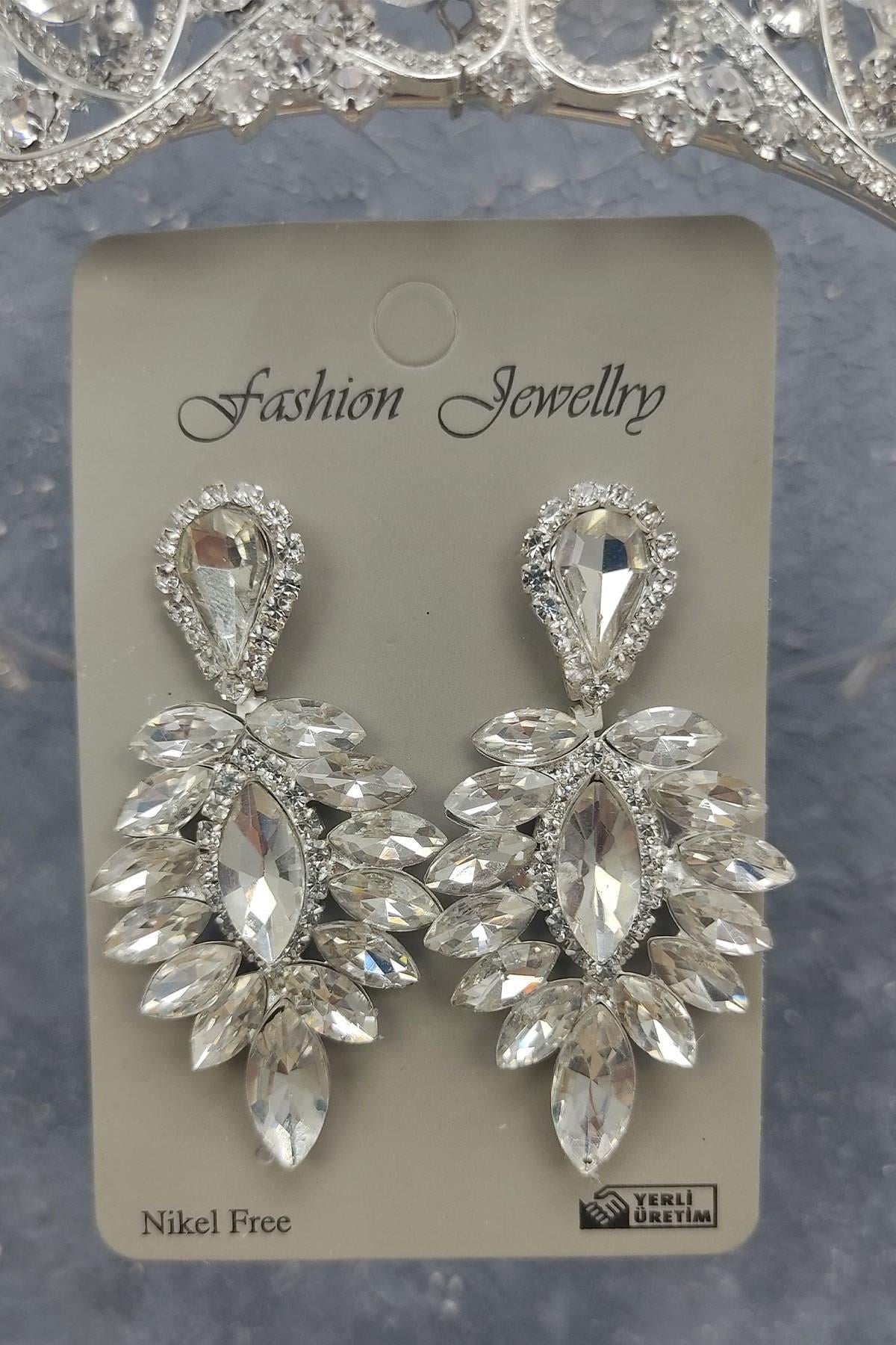 Wholesale Jabbah Model Bridal Crown and Drop Stone Earrings