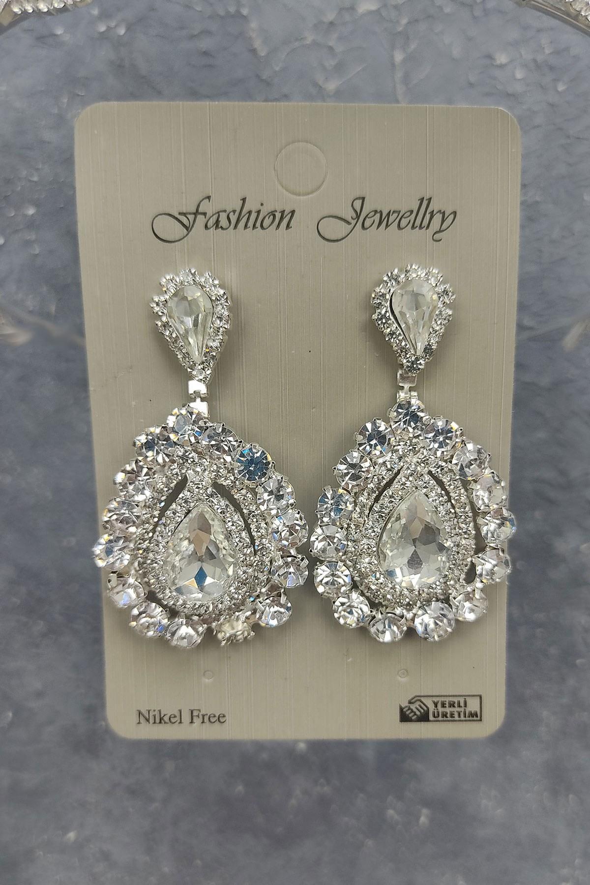Wholesale Jabbah Model Bridal Crown and Shuttle Stone Earrings