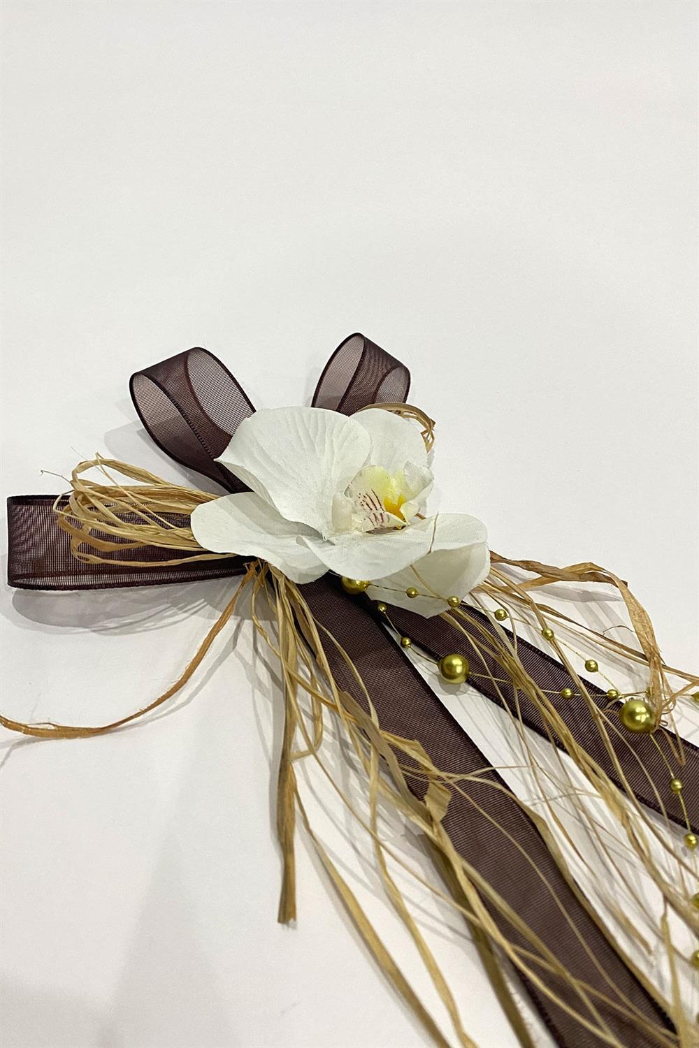 Wholesale Coffee Wicker Orchid Suitcase Ornament, Bundle Ornament 1 Piece