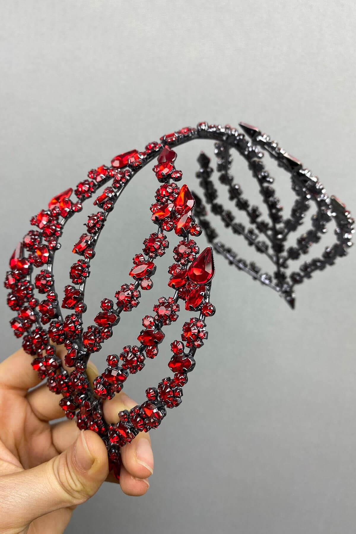 Wholesale Red Double Sided Helen Hair Accessory Bridal Crown