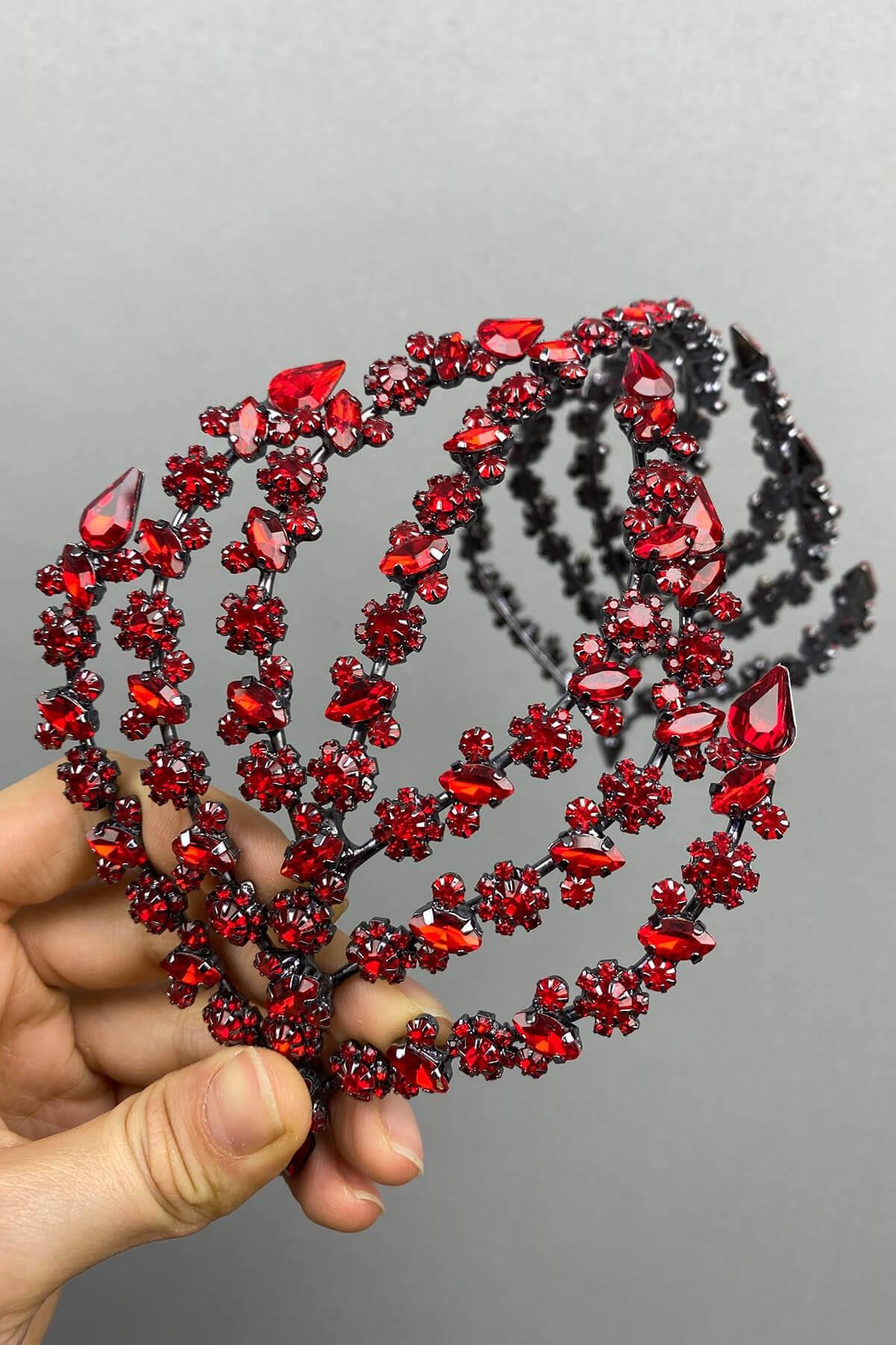 Wholesale Red Double Sided Helen Hair Accessory Bridal Crown