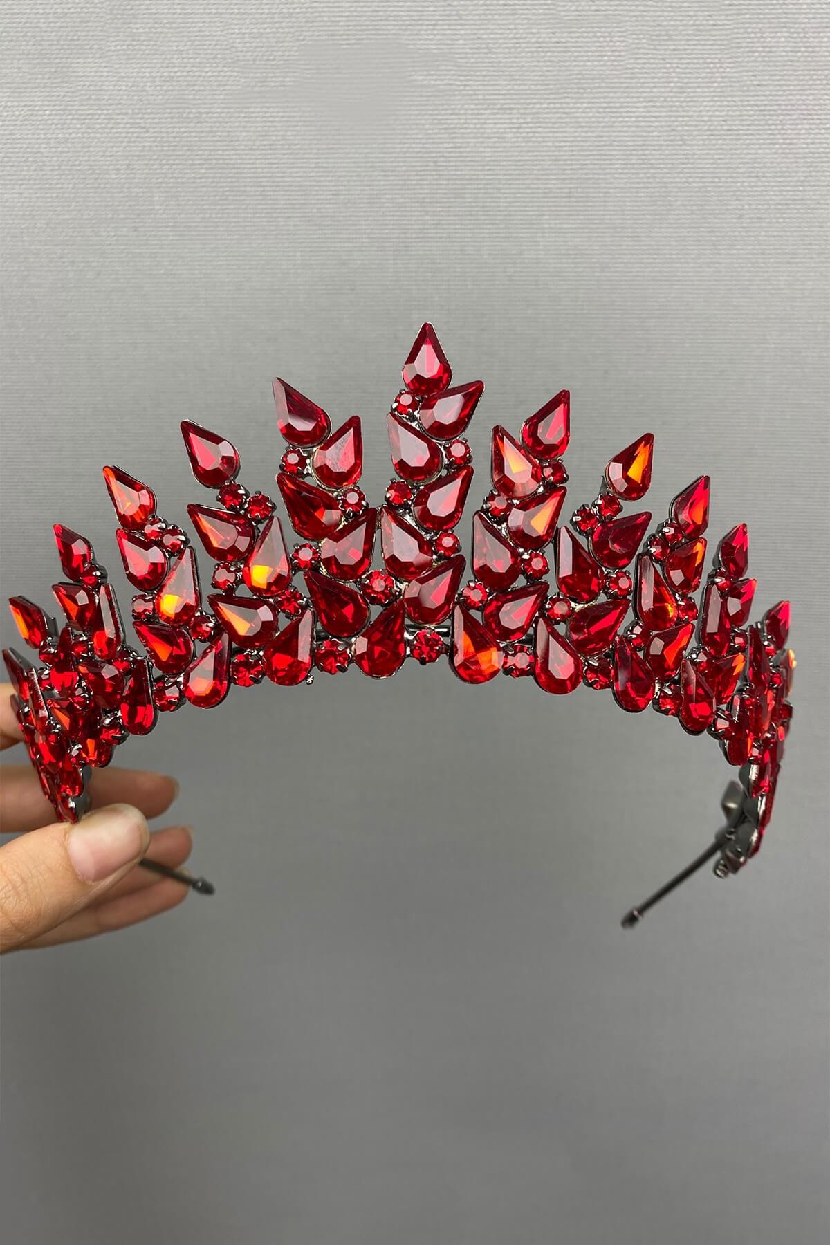 Wholesale Red Drop Subra Bridal Henna Crown and Earrings
