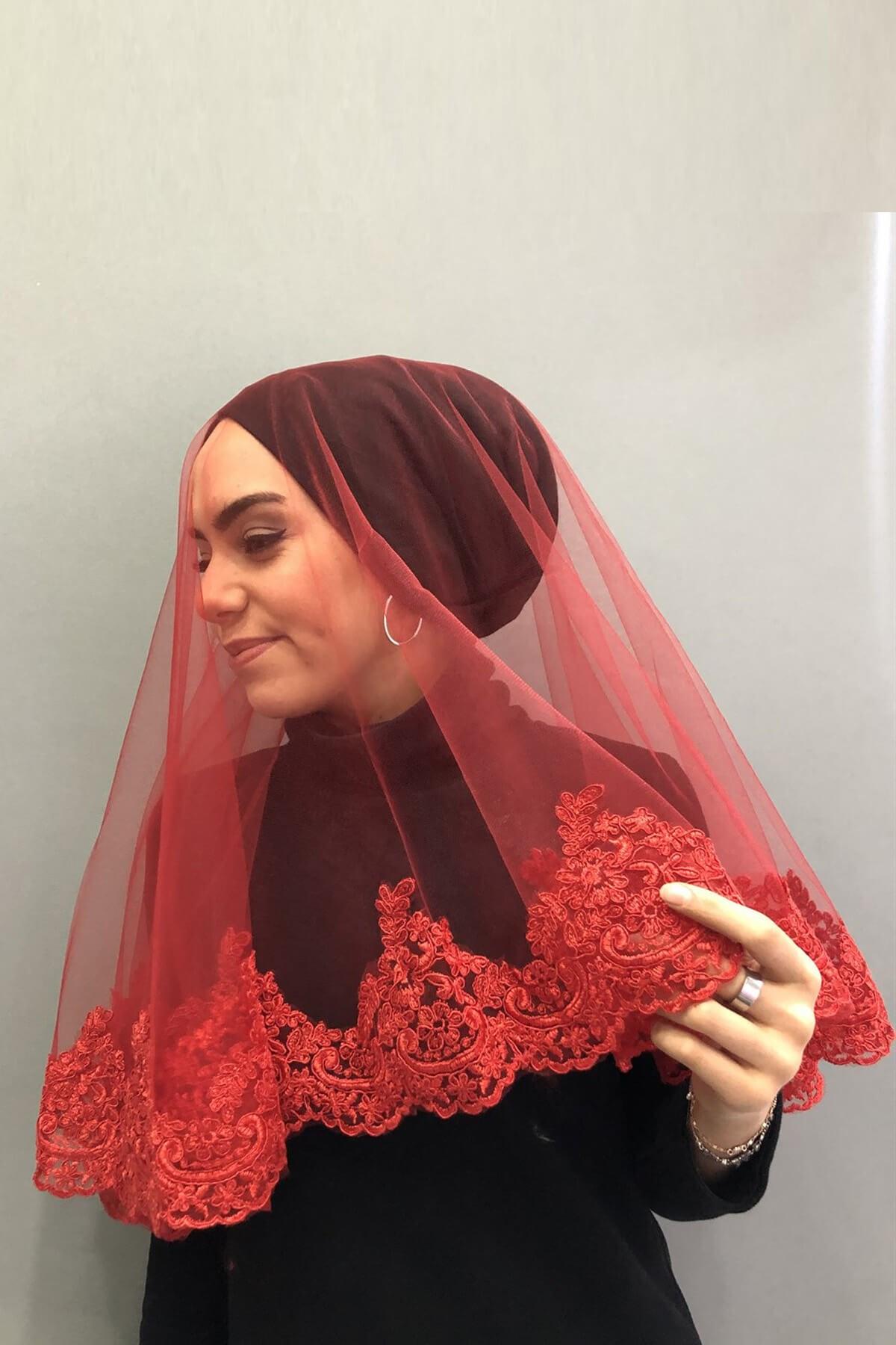 الجملة الحجاب الزفاف الأحمر الذي تغلب عليه اسهم الحناء الحجاب الوجه