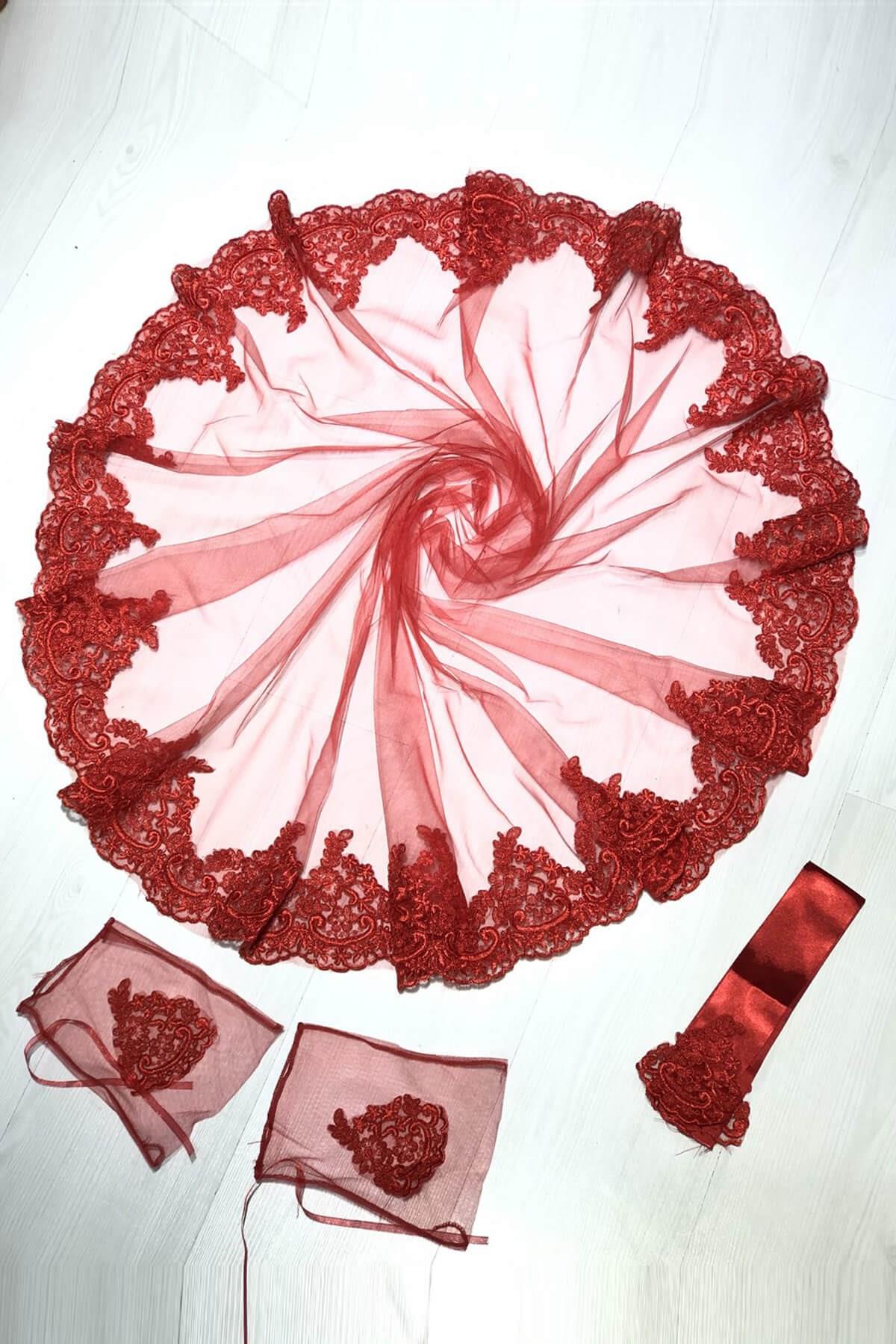 الجملة الحجاب الزفاف الأحمر الذي تغلب عليه اسهم الحناء الحجاب الوجه