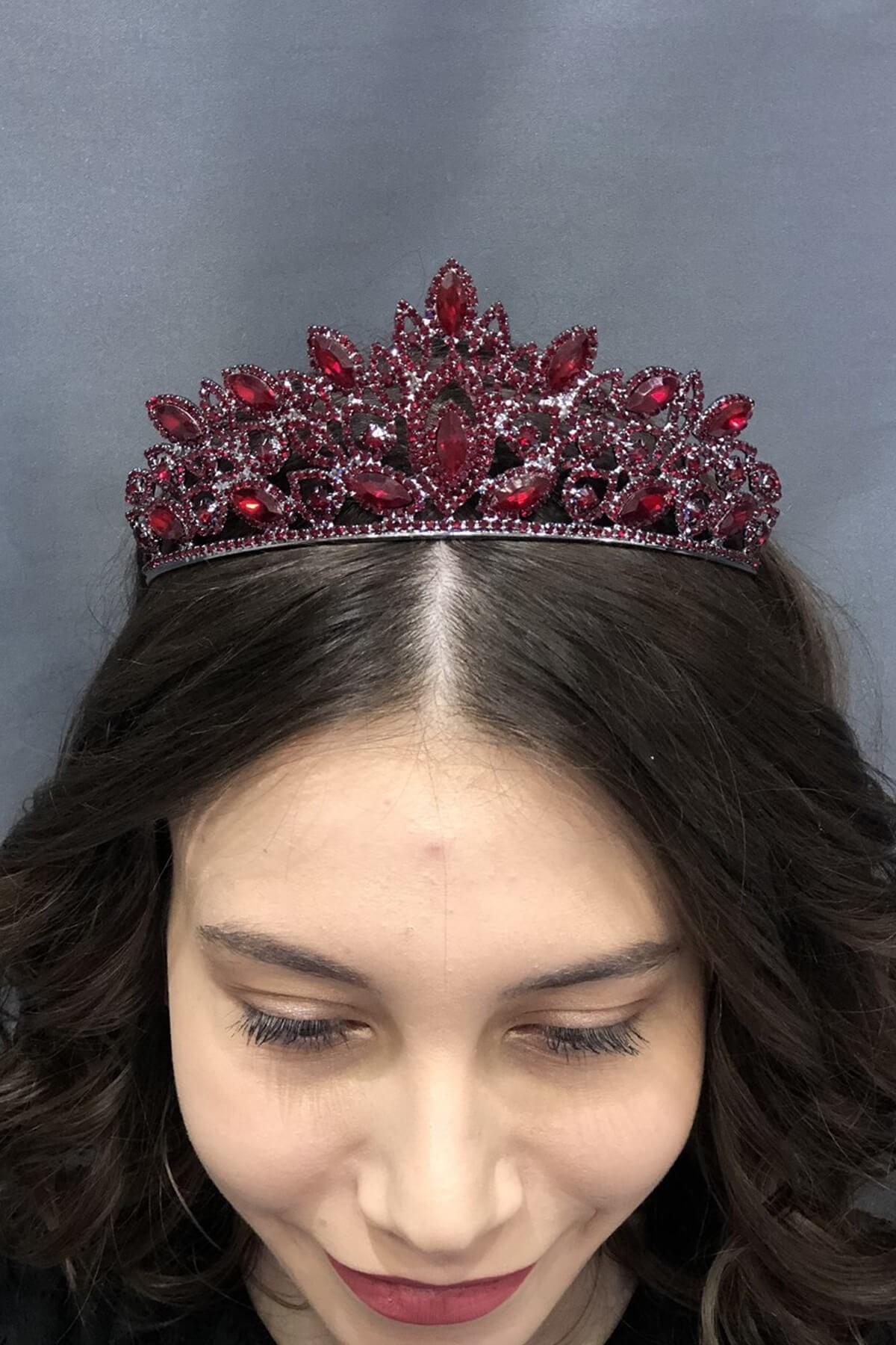 Wholesale Red Crystal Stone Henna Bridal Crown
