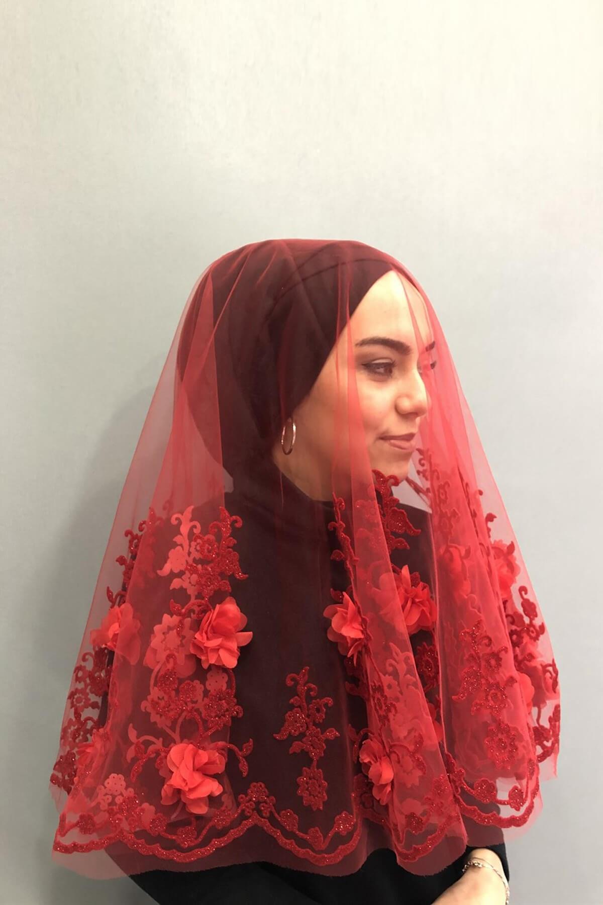 الجملة الليزر الأحمر الأزهار الحجاب الزفاف الحناء الحجاب الوجه