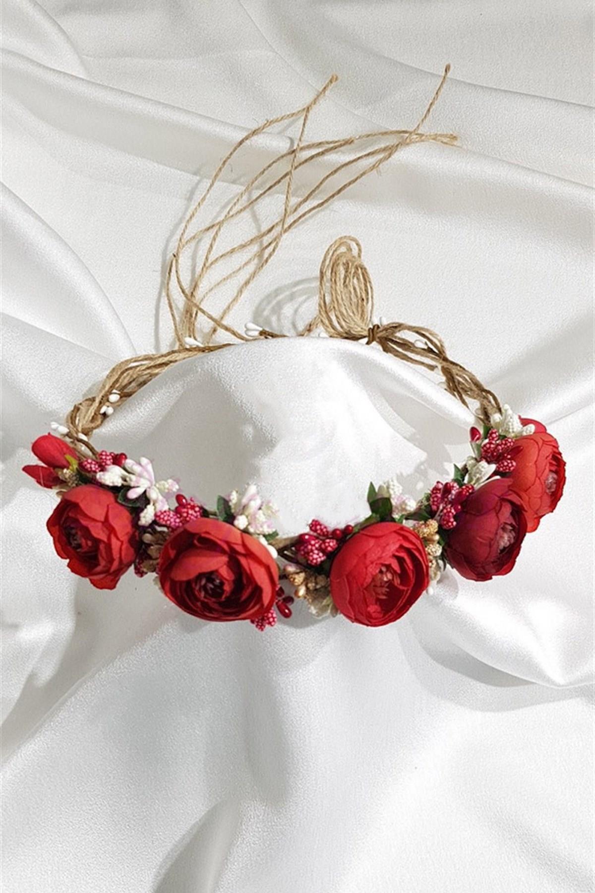 Wholesale Red Peony Flower Crown