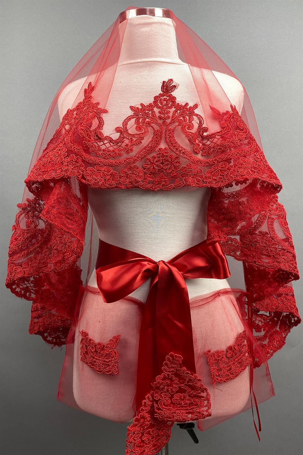 Wholesale Red Sultan Model Bridal Henna Veil Face Cover
