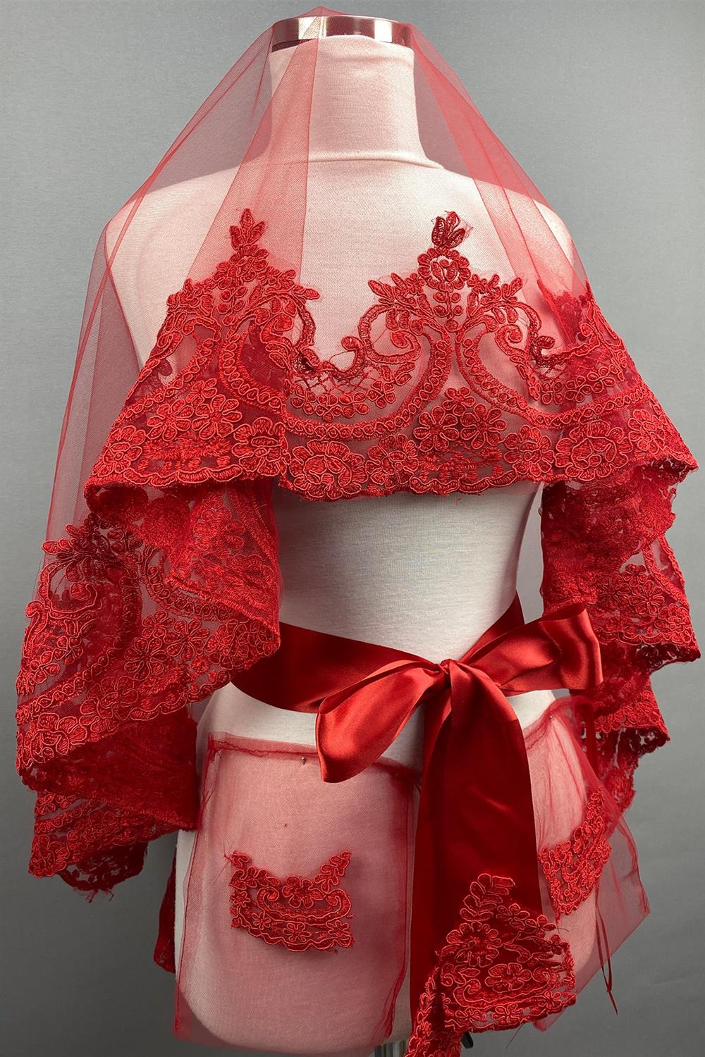 Wholesale Red Sultan Model Bridal Henna Veil Face Cover