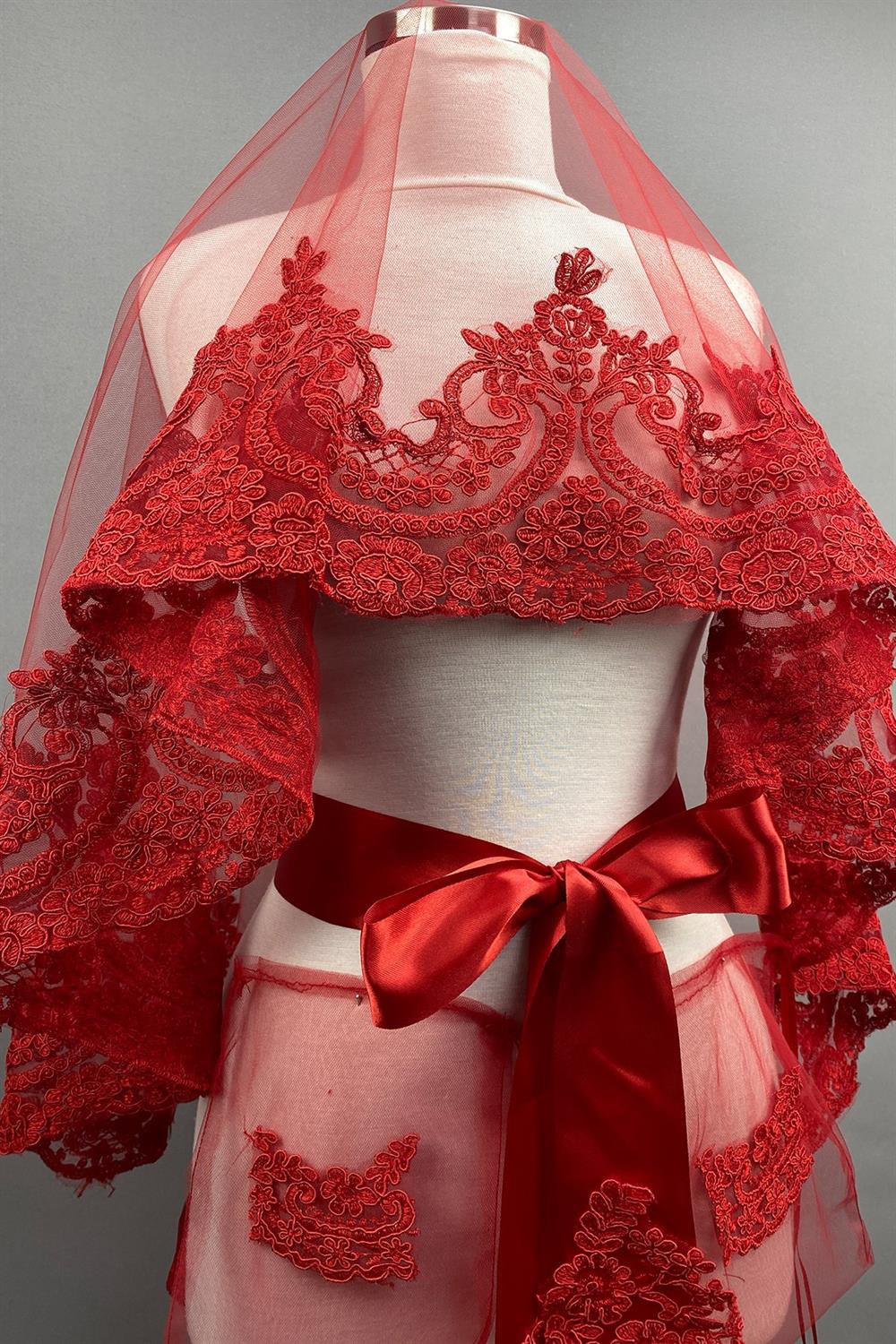 Wholesale Red Sultan Model Bridal Henna Veil Face Cover