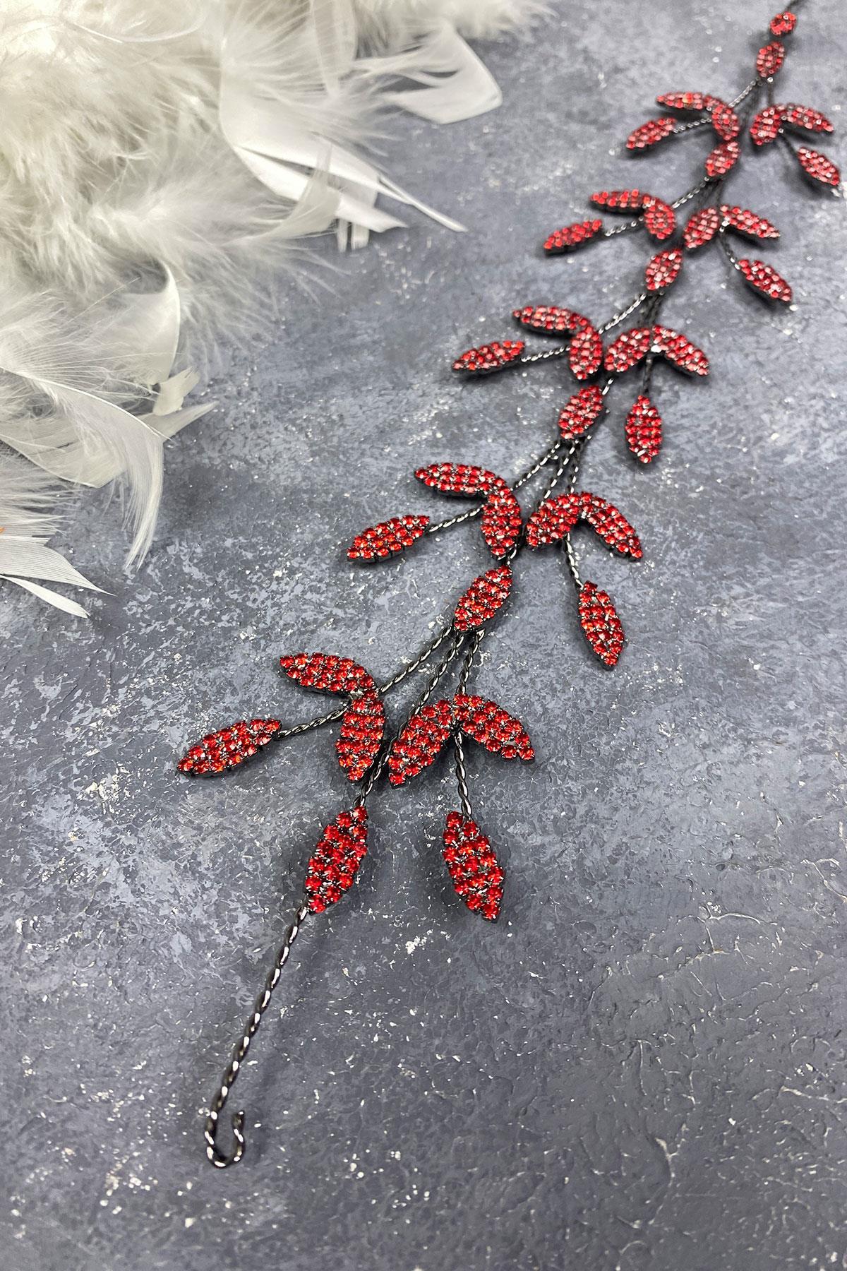 Wholesale Yena Design Bridal Crown Hair Accessory with Red Leaf Branches