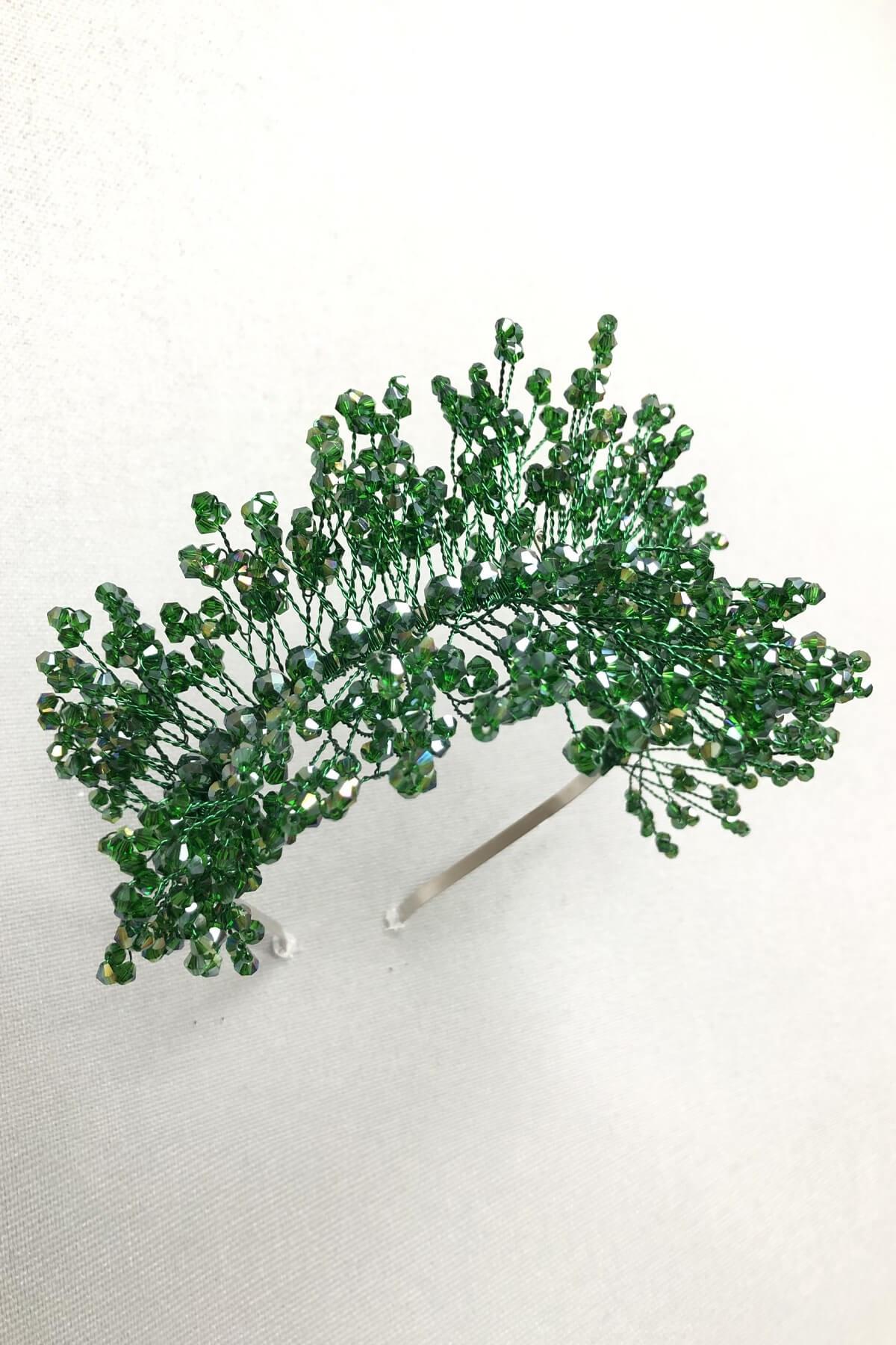 Wholesale Dark Green Sirius Crystal Stone Henna and Bridal Crown