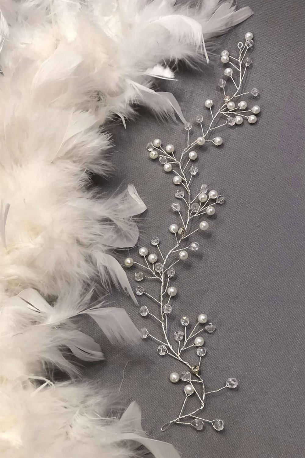 Wholesale Cream Pearl and Crystal Stone Hair and Headscarf Accessory