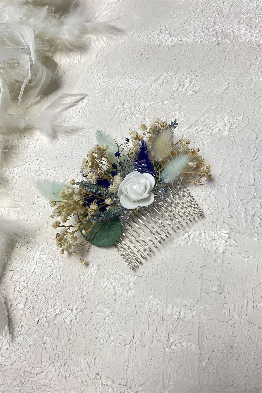 Toptan Kuru ve Yapay Çiçekli Taraklı Saç Tokası