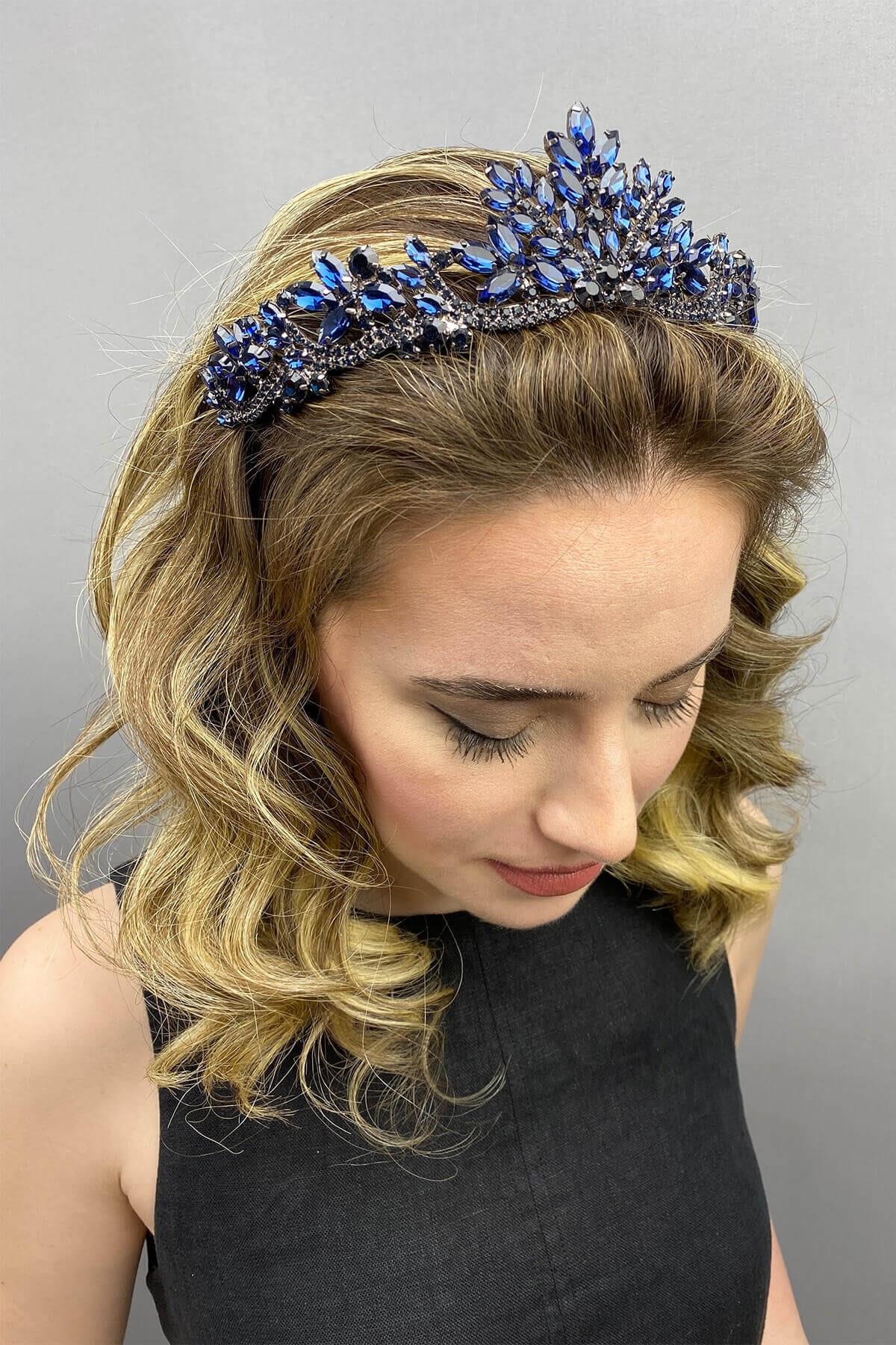 Wholesale Dark Blue Berlin Model Bridal Henna Crown