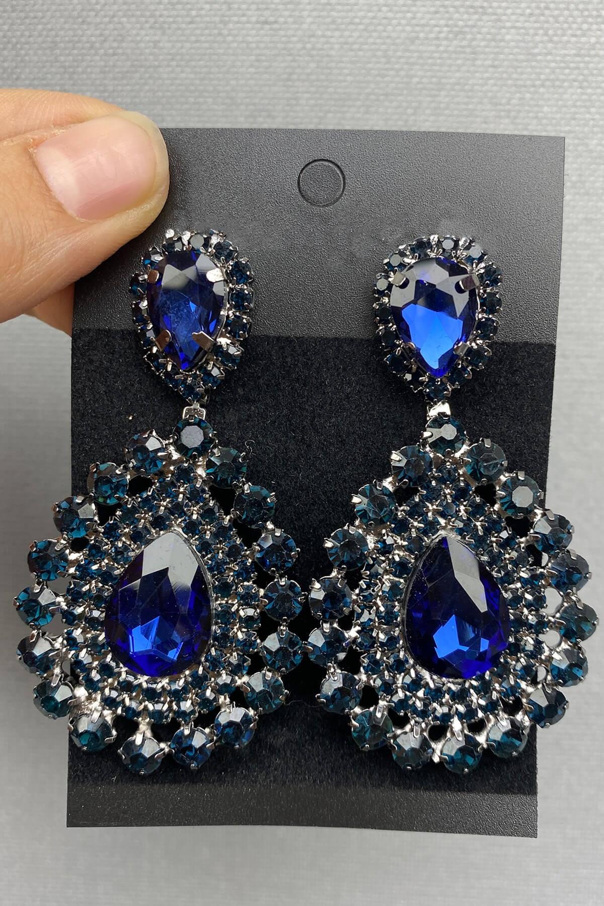 Wholesale Navy Blue Bridal Henna Crown and Earrings