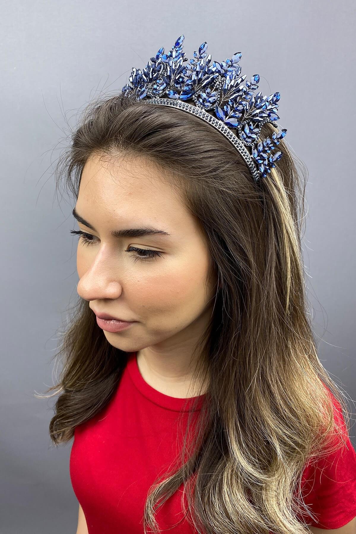 Wholesale Navy Blue Group Model Bridal Henna Crown