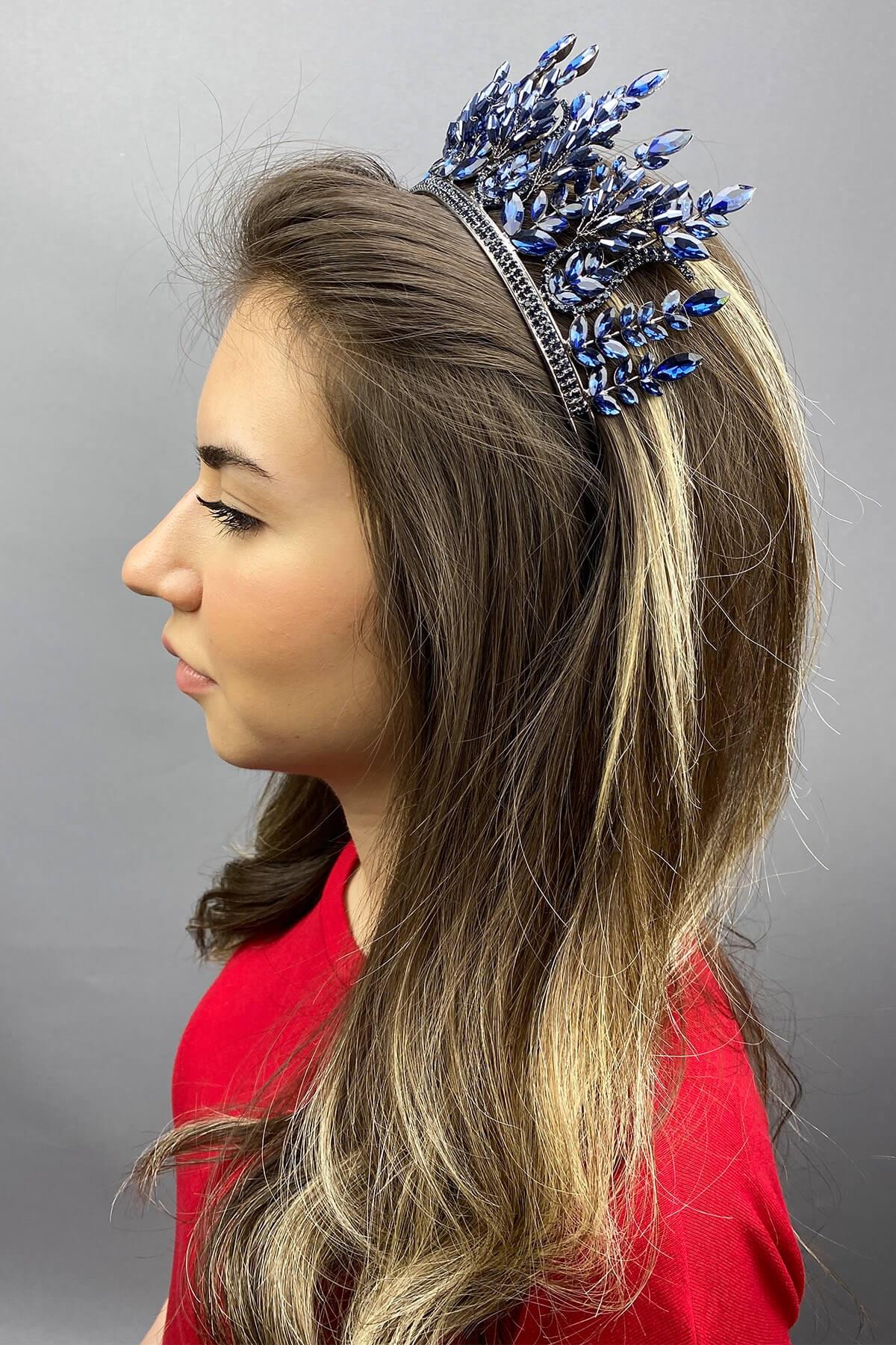 Wholesale Navy Blue Group Model Bridal Henna Crown