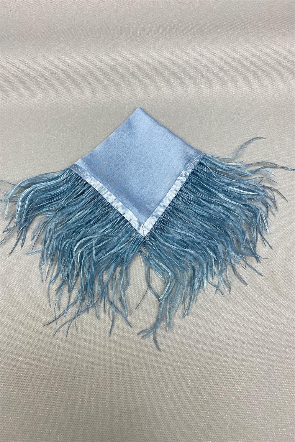 Toptan Mavi Tüylü Gelin Halay Mendili