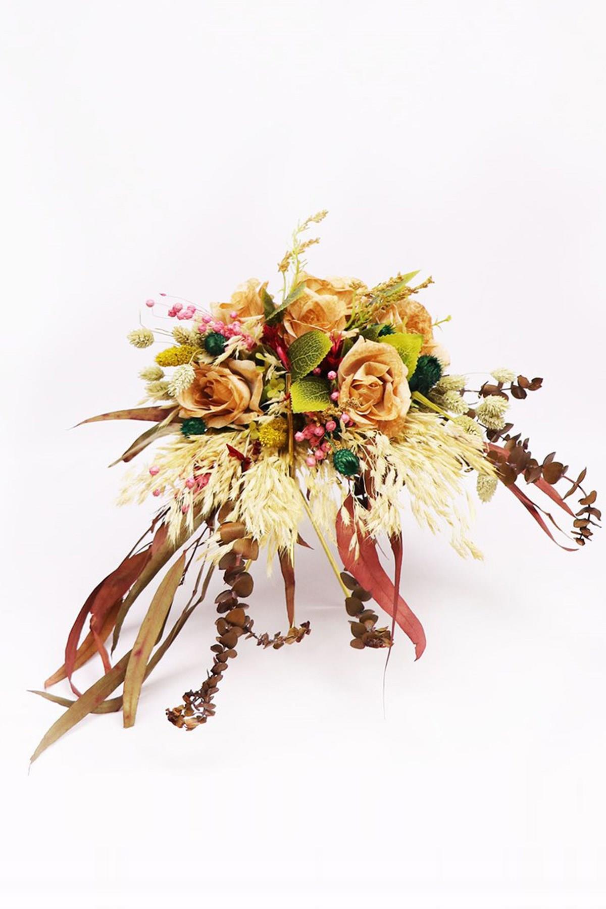 Wholesale Bridal Bouquet with Myrtle Branches and Orange Shocked Chips
