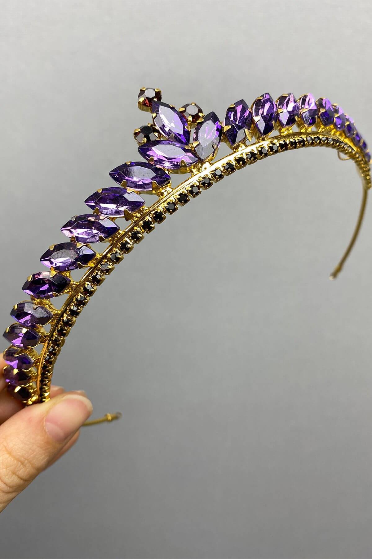 Wholesale Purple Gold Ece Model Thin Bridal Henna Crown