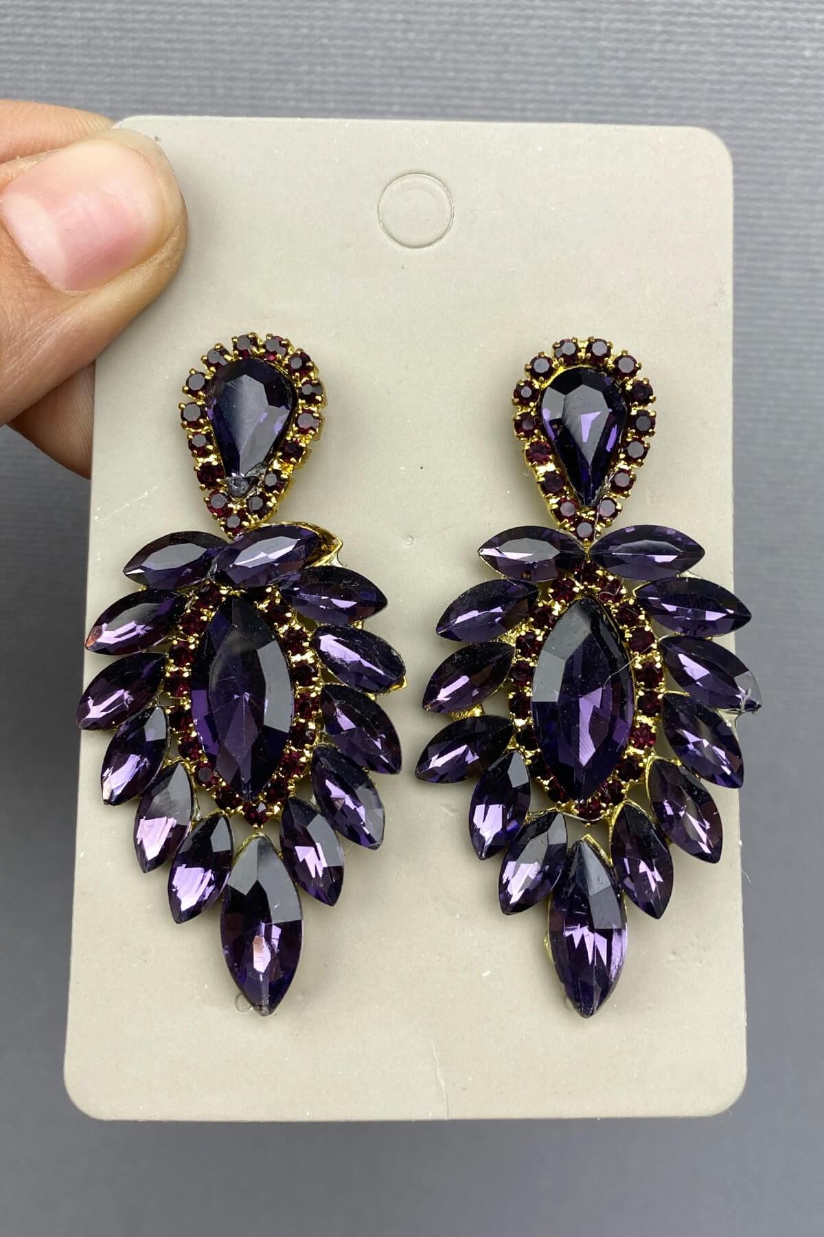 Wholesale Purple Gold Bridal Henna Crown and Earrings