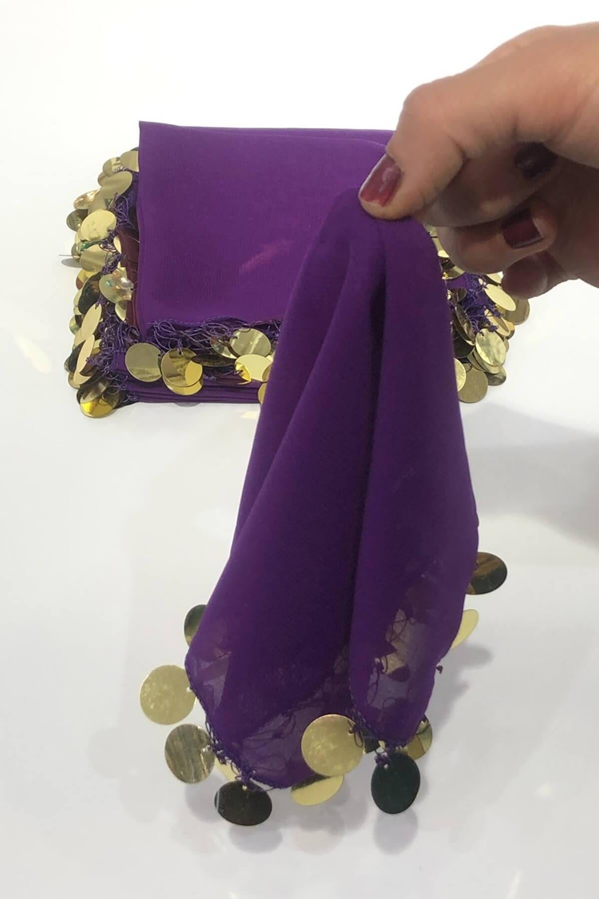 Wholesale Purple Luxe Sequined Halay Handkerchief