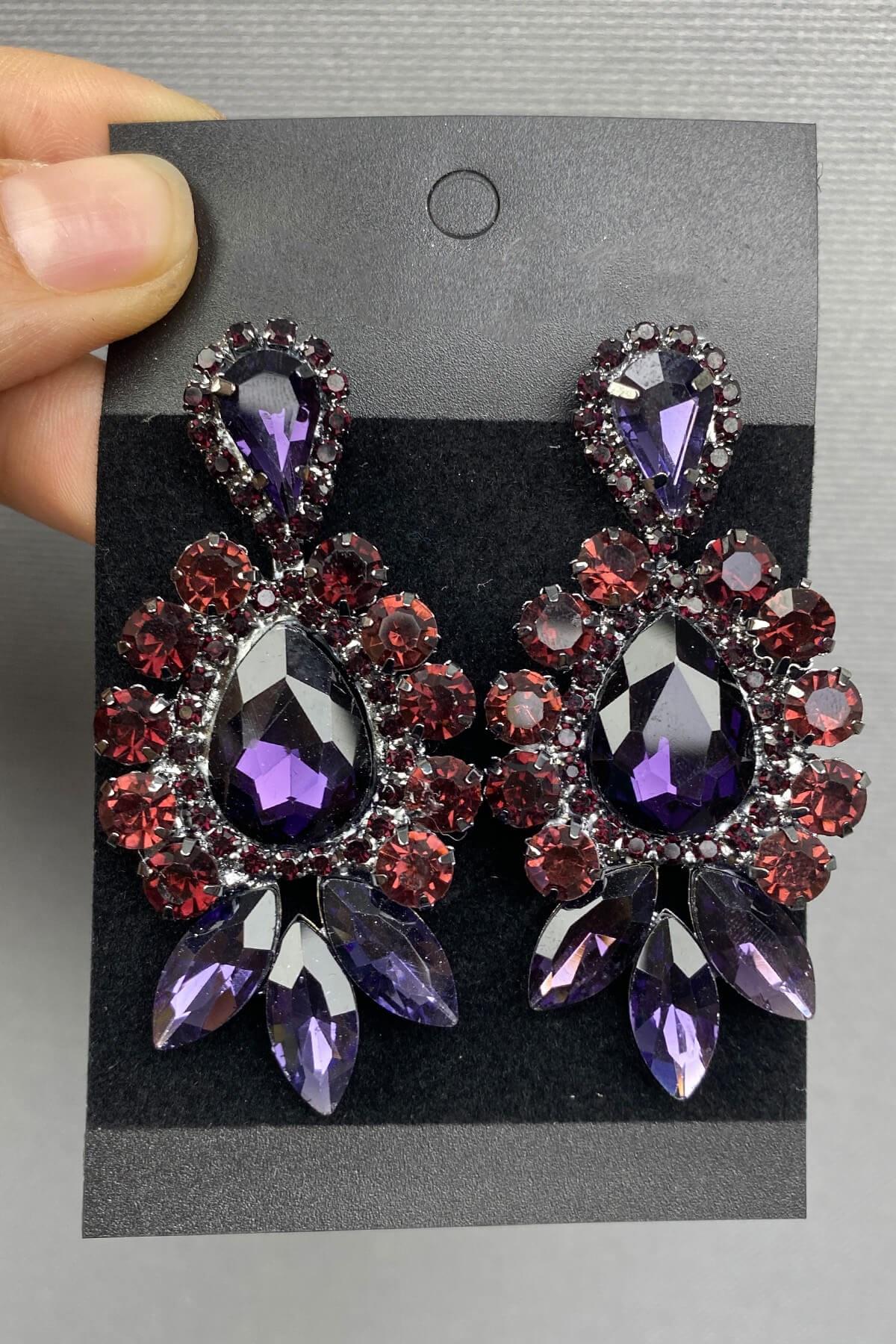 Toptan Mor Subra Gelin Kına Tac ve Küpesi