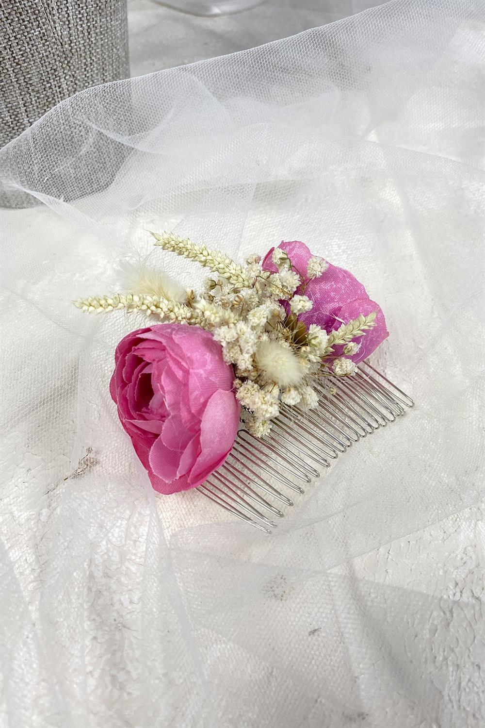 Wholesale Cotton Herb Cipso and Artificial Flower Comb Hair Clip Accessory