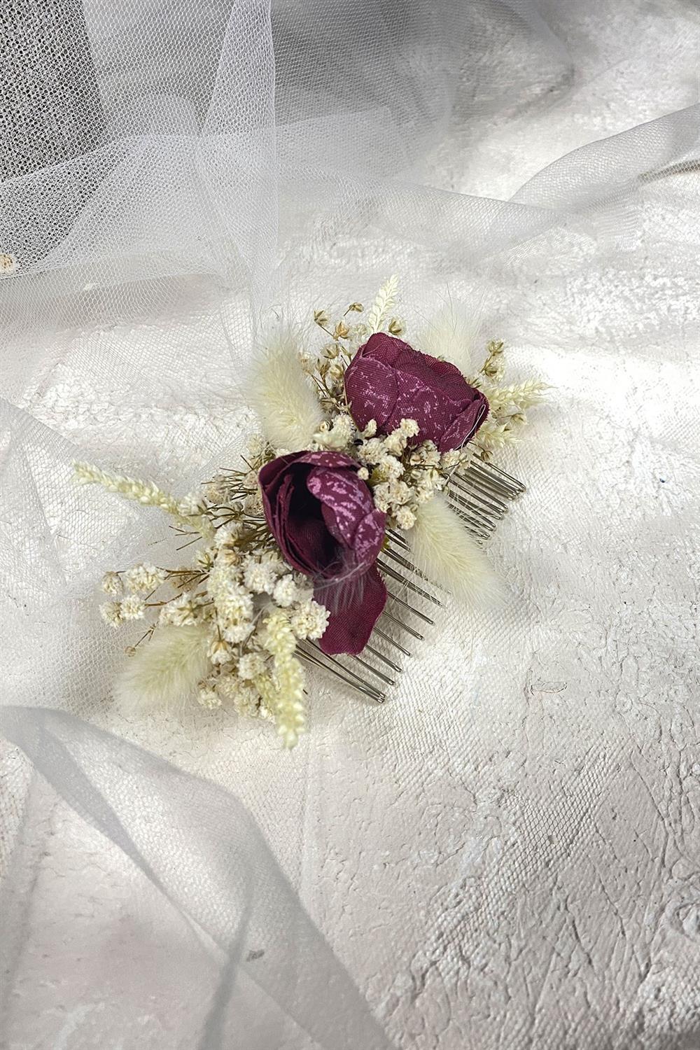 Toptan Pamuk Otu Cipso ve Yapay Çiçekli Taraklı Saç Tokası