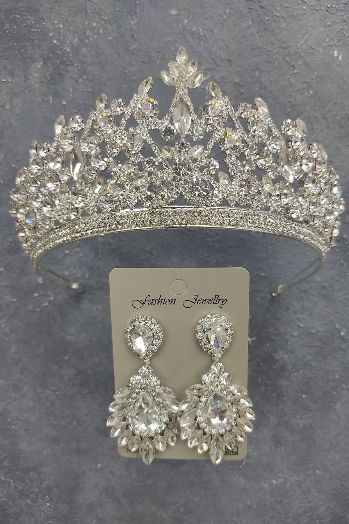 Wholesale Pegasi Model Bridal Crown and Drop Shuttle Stone Earrings