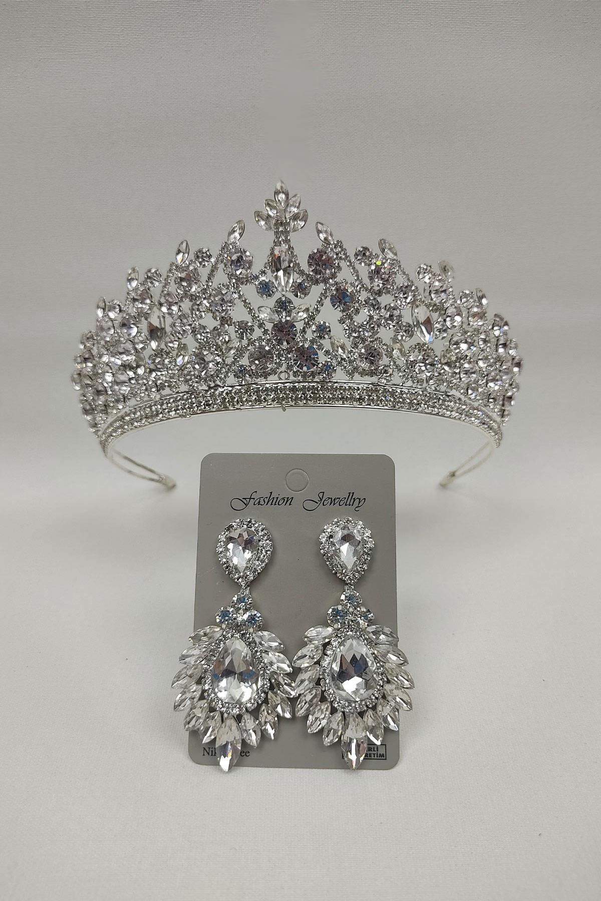 Wholesale Pegasi Model Bridal Crown and Drop Shuttle Stone Earrings