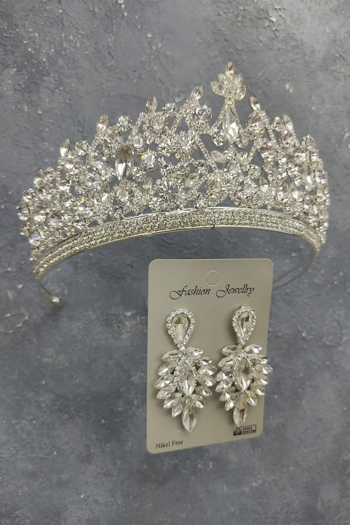 Wholesale Pegasi Model Bridal Crown and Drop Stone Earrings
