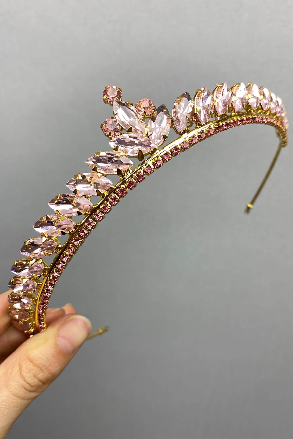 Wholesale Pink Gold Ece Model Thin Bridal Henna Crown