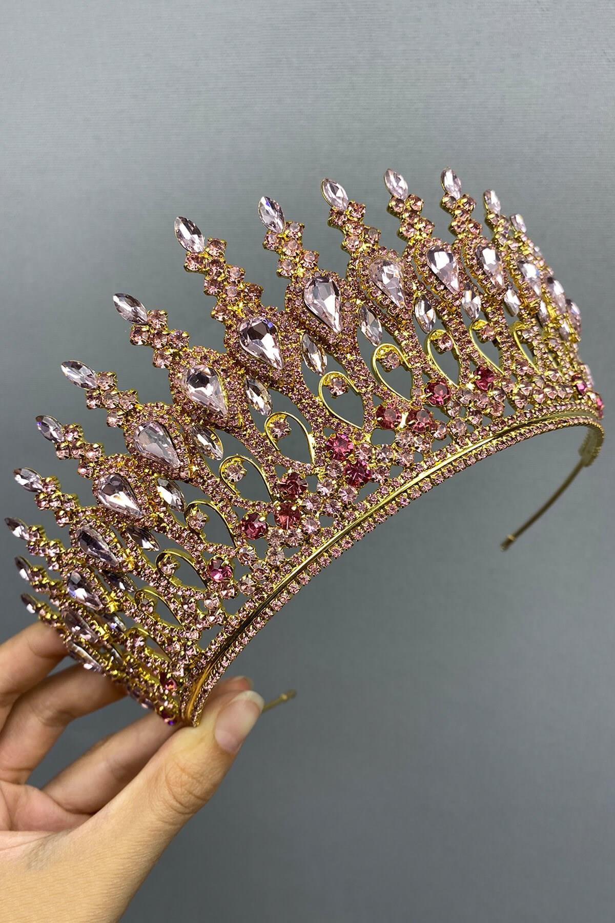 Toptan Pembe Gold Henna Model Gelin Kına Tacı