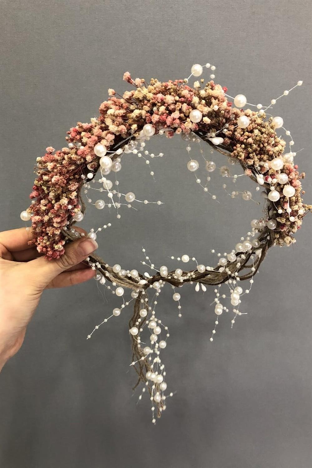 Wholesale Powder Pearled Dried Flower Crown