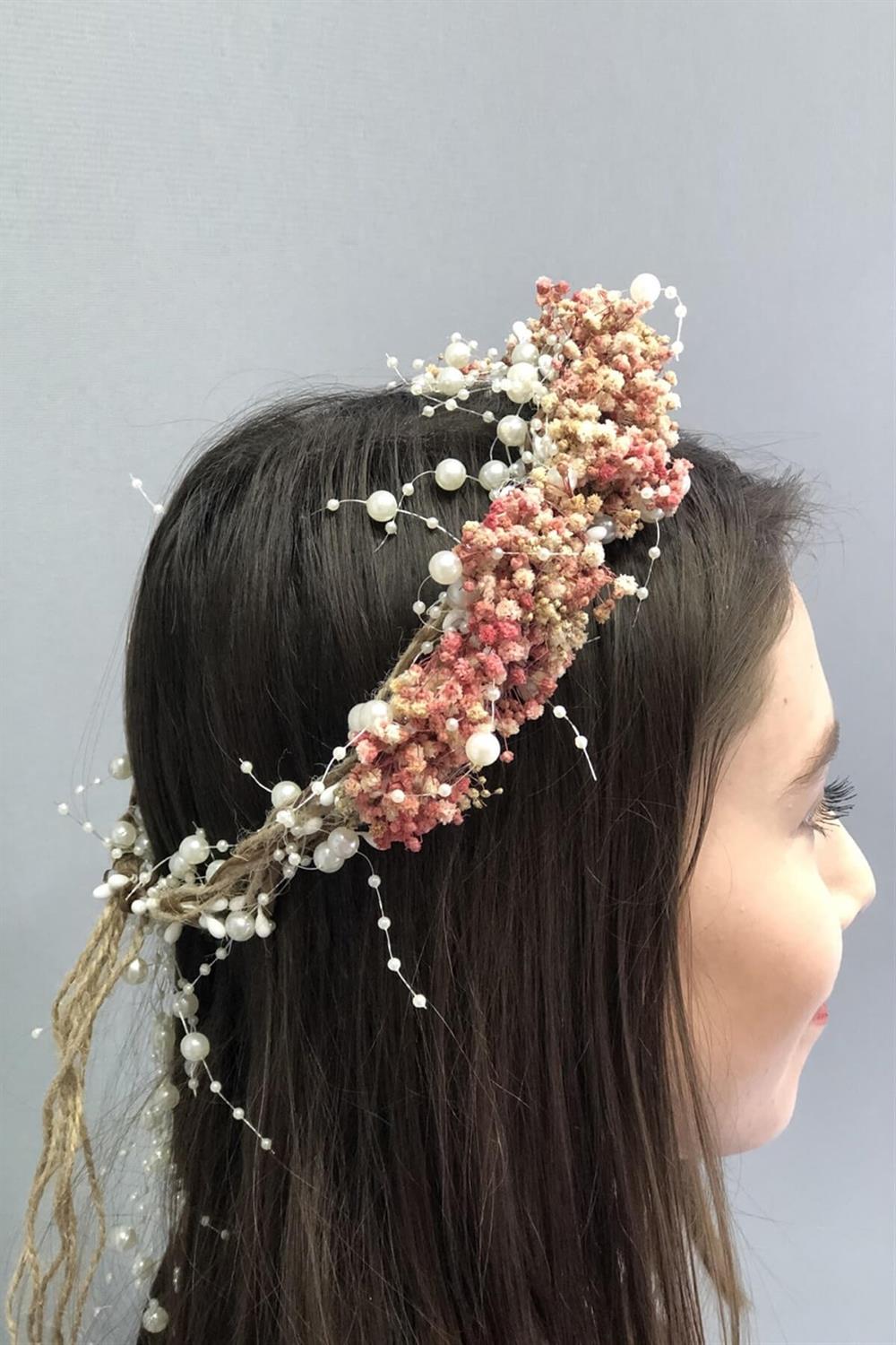 Wholesale Powder Pearled Dried Flower Crown