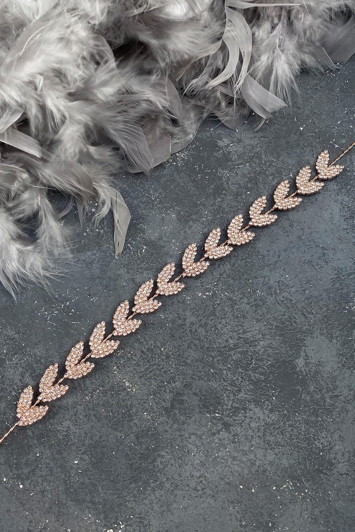 Wholesale Rose Color Leaf Motif Bella Bridal Hair Accessory