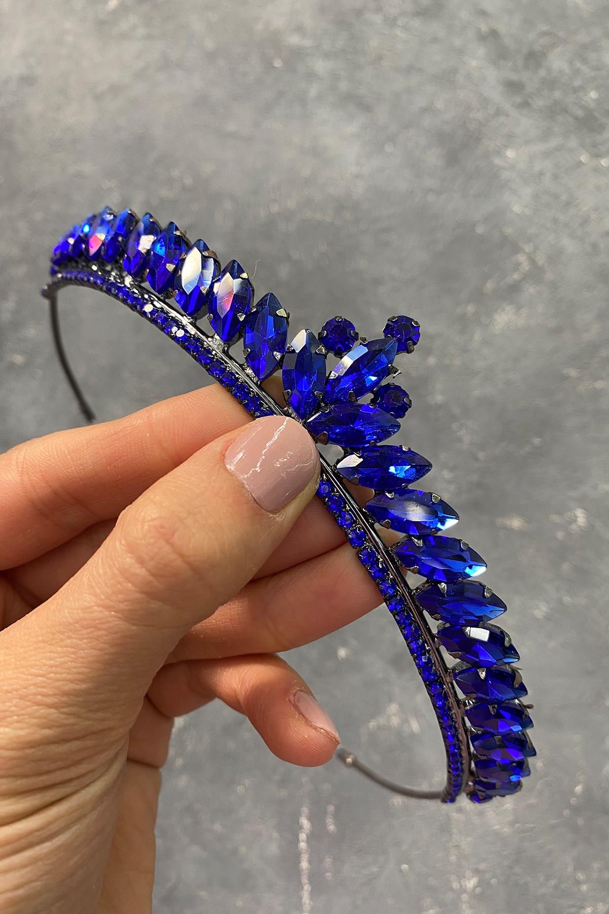 Wholesale Saks Blue Ece Model Thin Bridal Henna Crown