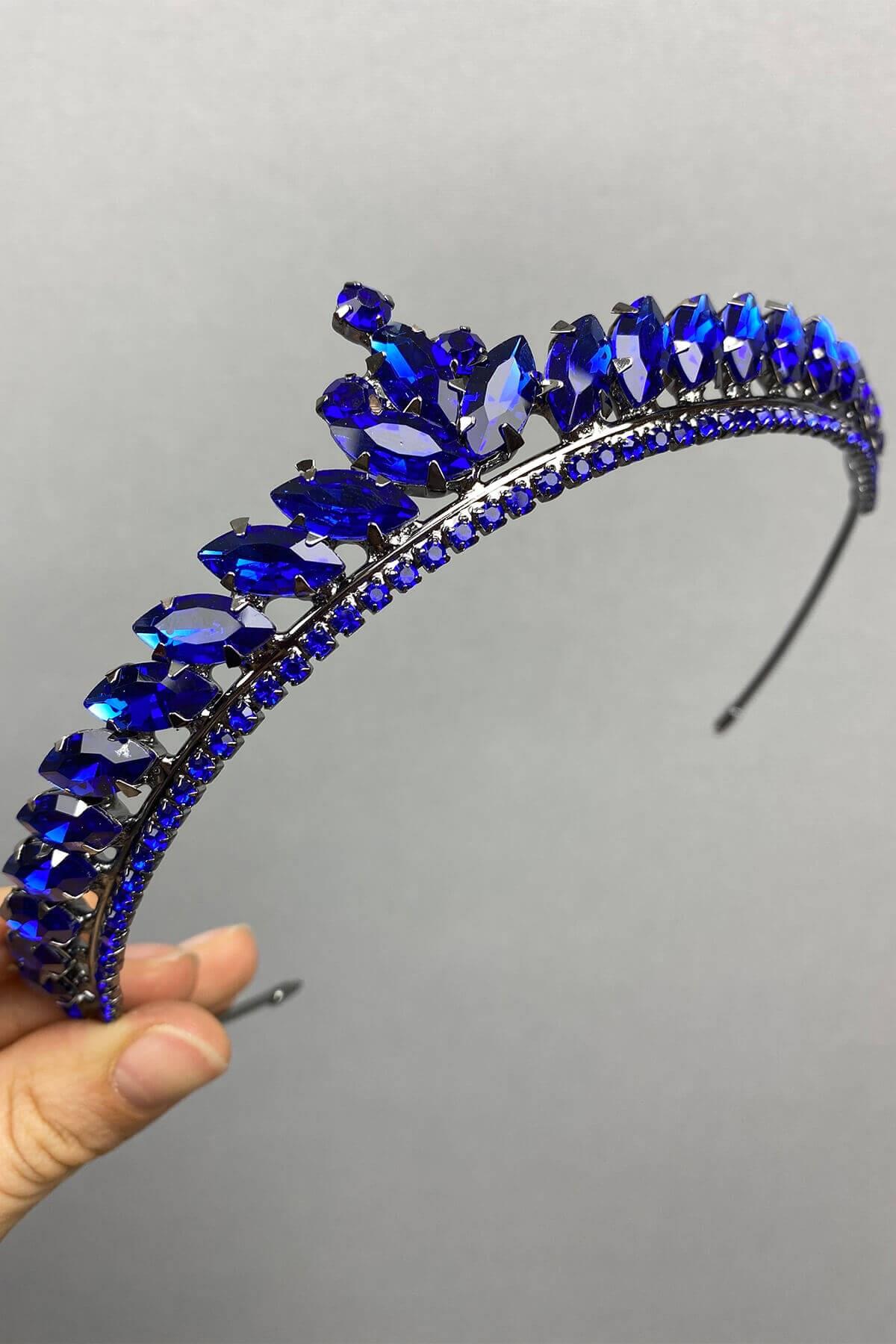 Wholesale Saks Blue Ece Model Thin Bridal Henna Crown