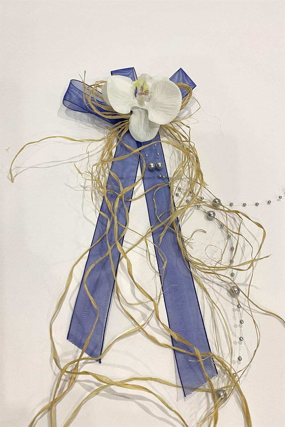 Wholesale Saks Blue Wicker Orchid Suitcase Ornament Bundle Ornament 1 Piece