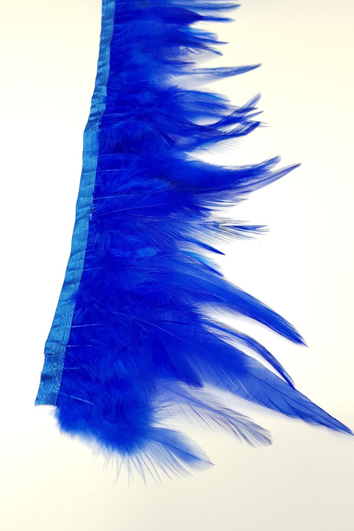 Wholesale Saks Blue Rooster Feather 1 meter