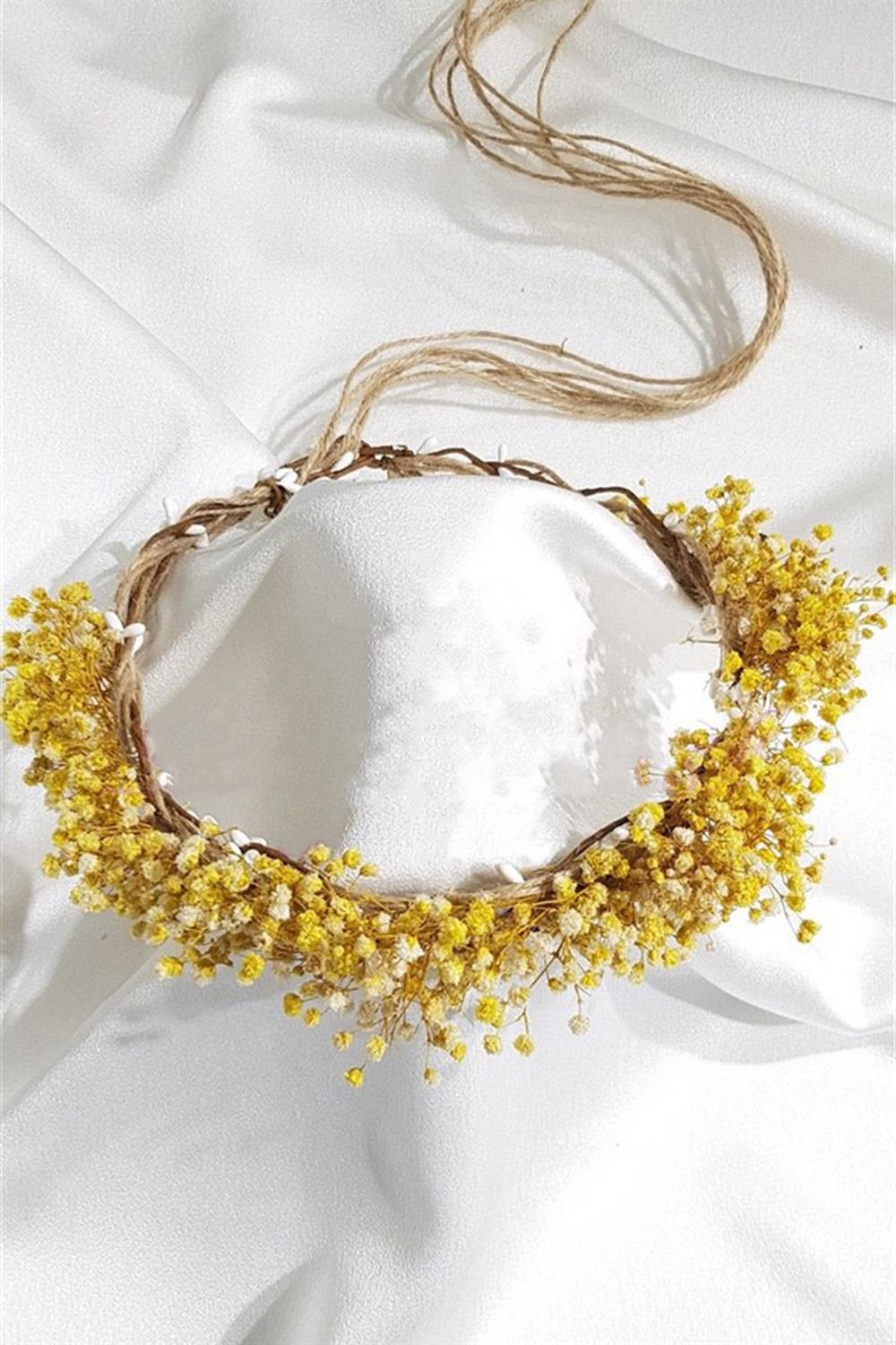 Wholesale Yellow Chipsolu Dried Flower Crown