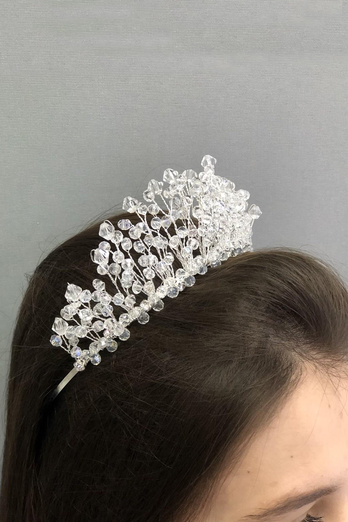 Wholesale Transparent Crystal Beaded Princess Model Bridal Crown